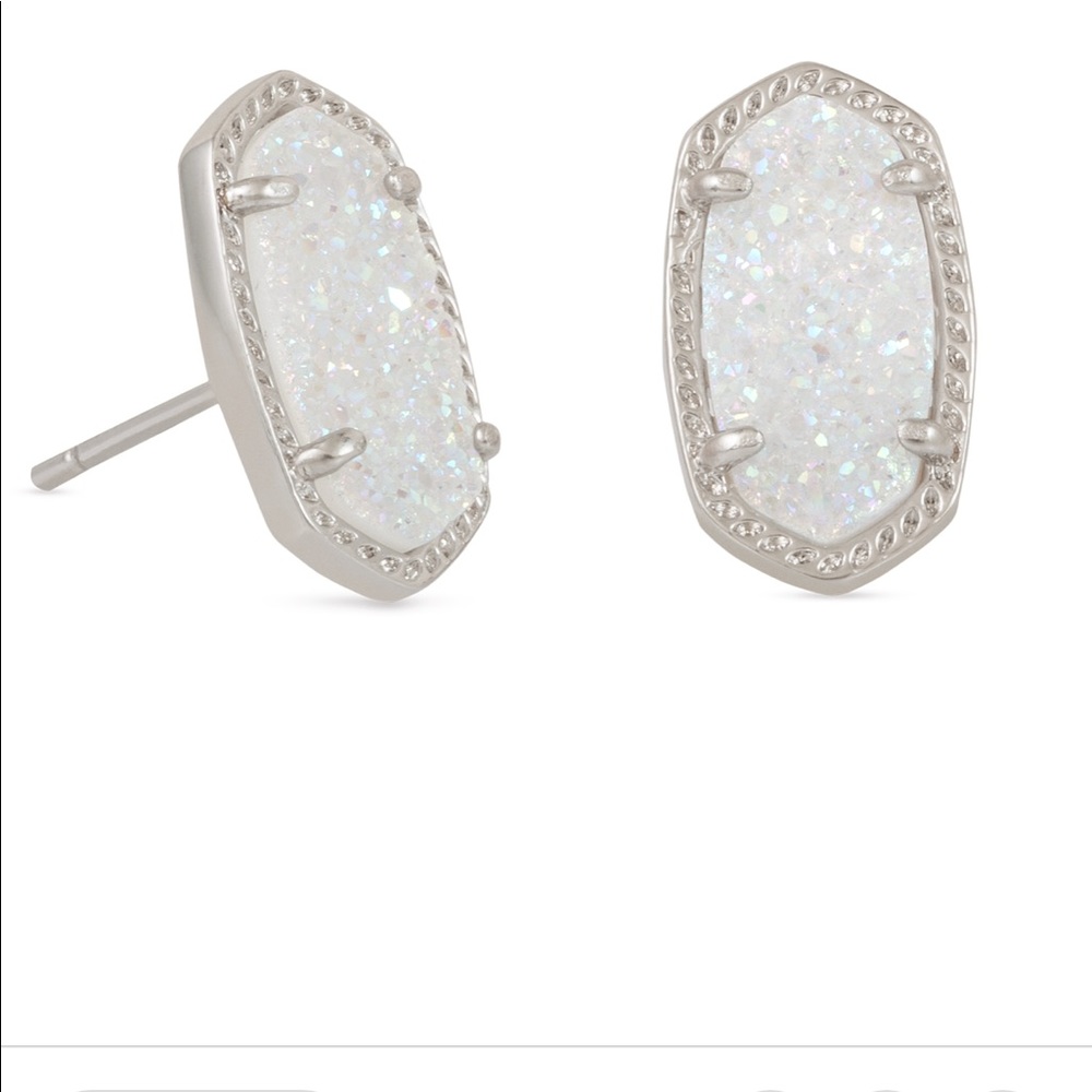 Ellie Silver Stud Earrings In Iridescent Drusy